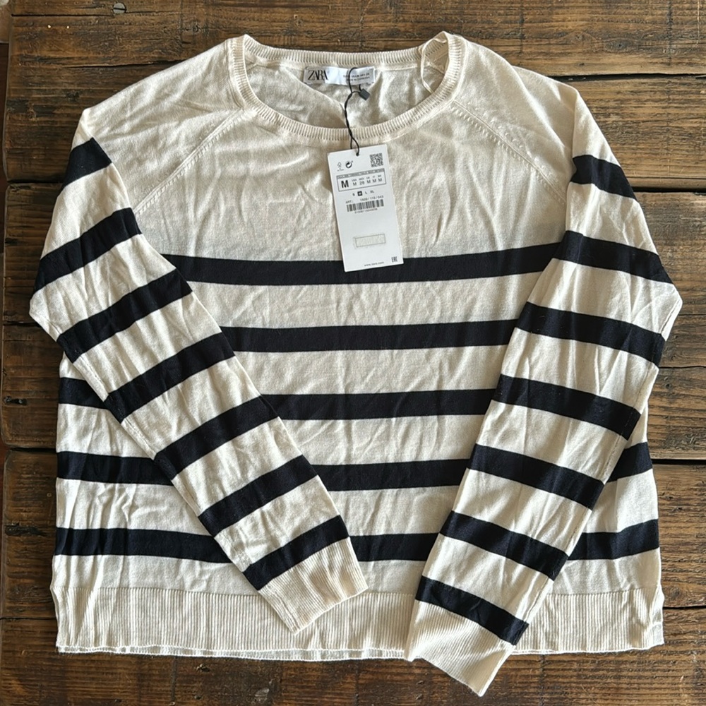 Zara navy striped lightweight sweater